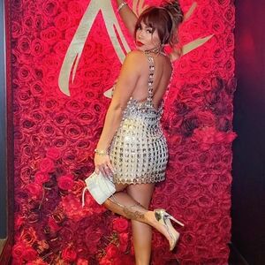 A LIL MORE EXPENSIVE RHINESTONE MINI DRESS - S/M